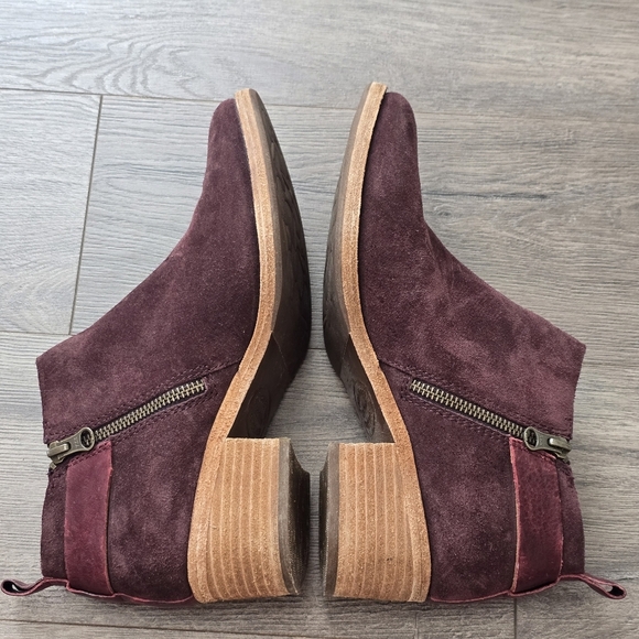 Kork-ease Deep Plum Leather Ankle Booties Size 8.5 Boho Weatern Fall - Picture 7 of 9